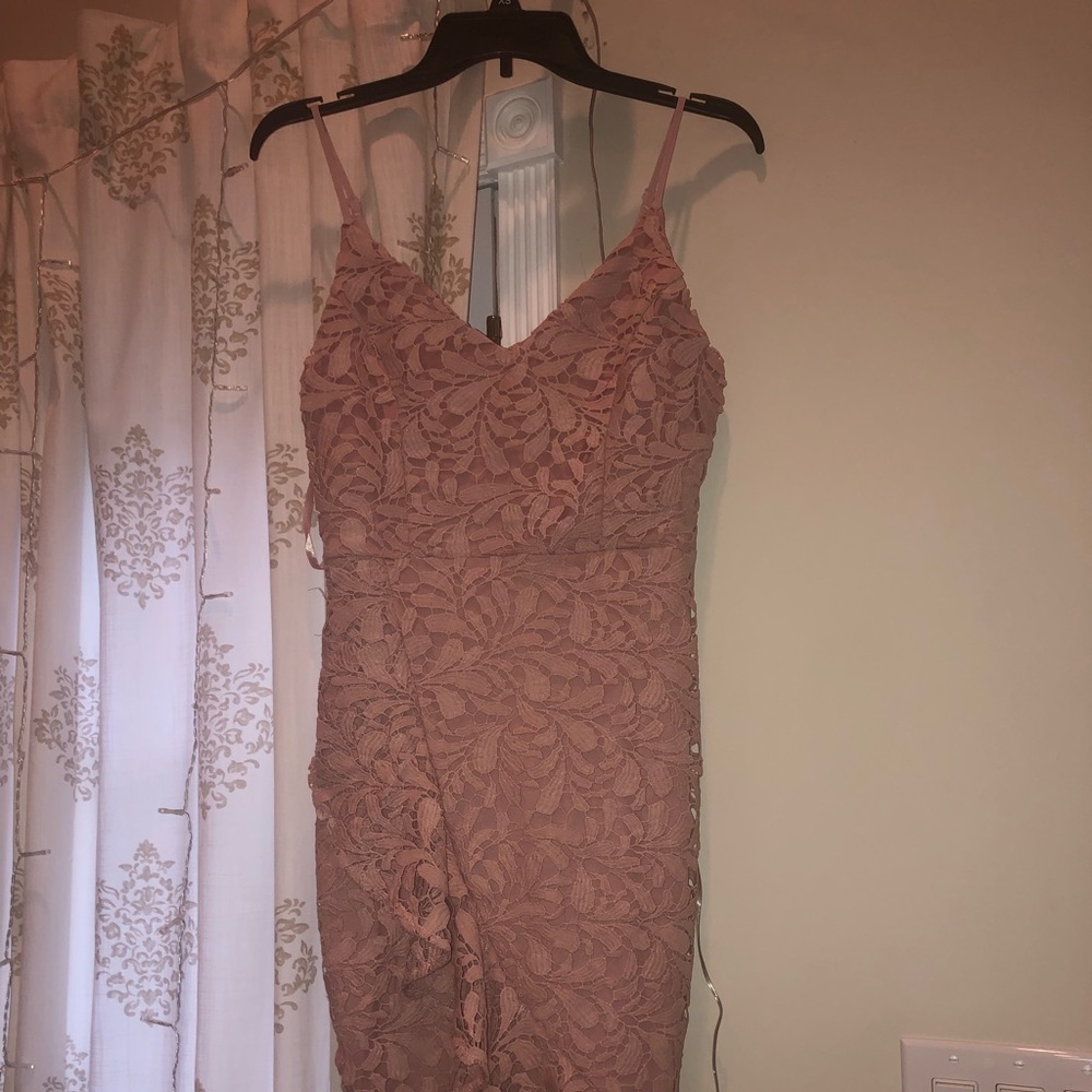 Crochet Rose pink Dress